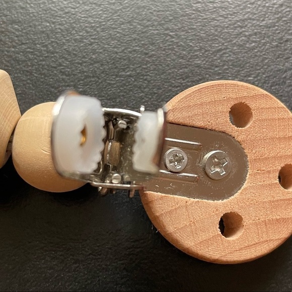 BAT WOODEN STROLLER CHAIN, RATTLE, AND PACIFIER CLIP - Picture 4 of 7